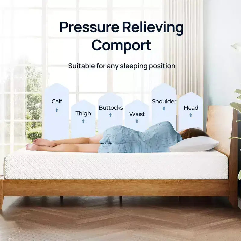 Colchón Greenstell, colchón de espuma viscoelástica con gel refrescante, carbón de bambú de 2 capas y espuma de apoyo para un sueño confortable