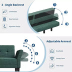Sofá cama futón 89, sofá cama moderno con respaldo y reposabrazos ajustables, sofá cama futón convertible con 2 almohadas para la oficina en casa