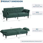 Sofá cama futón 89, sofá cama moderno con respaldo y reposabrazos ajustables, sofá cama futón convertible con 2 almohadas para la oficina en casa