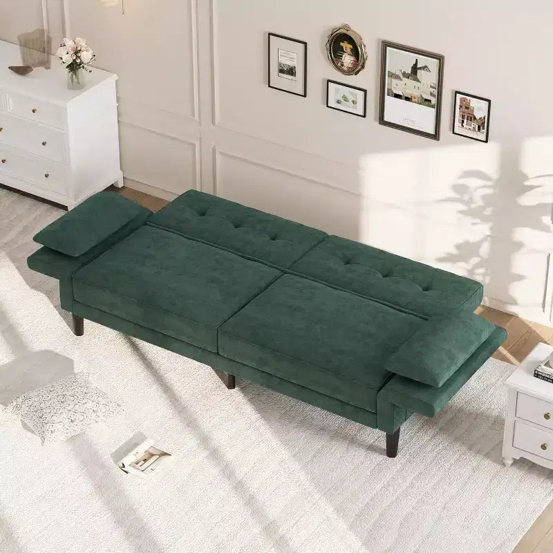 Sofá cama futón 89, sofá cama moderno con respaldo y reposabrazos ajustables, sofá cama futón convertible con 2 almohadas para la oficina en casa