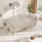 Sofá cama futón 89, sofá cama moderno con respaldo y reposabrazos ajustables, sofá cama futón convertible con 2 almohadas para la oficina en casa
