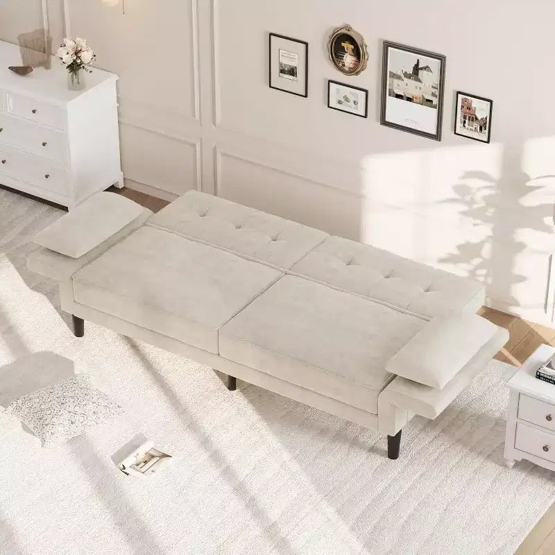 Sofá cama futón 89, sofá cama moderno con respaldo y reposabrazos ajustables, sofá cama futón convertible con 2 almohadas para la oficina en casa