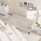 Sofá cama futón 89, sofá cama moderno con respaldo y reposabrazos ajustables, sofá cama futón convertible con 2 almohadas para la oficina en casa