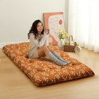 Floor Mattress Japanese Futon Mattress - Boho Floral Printed 3-Inch Thick Pad