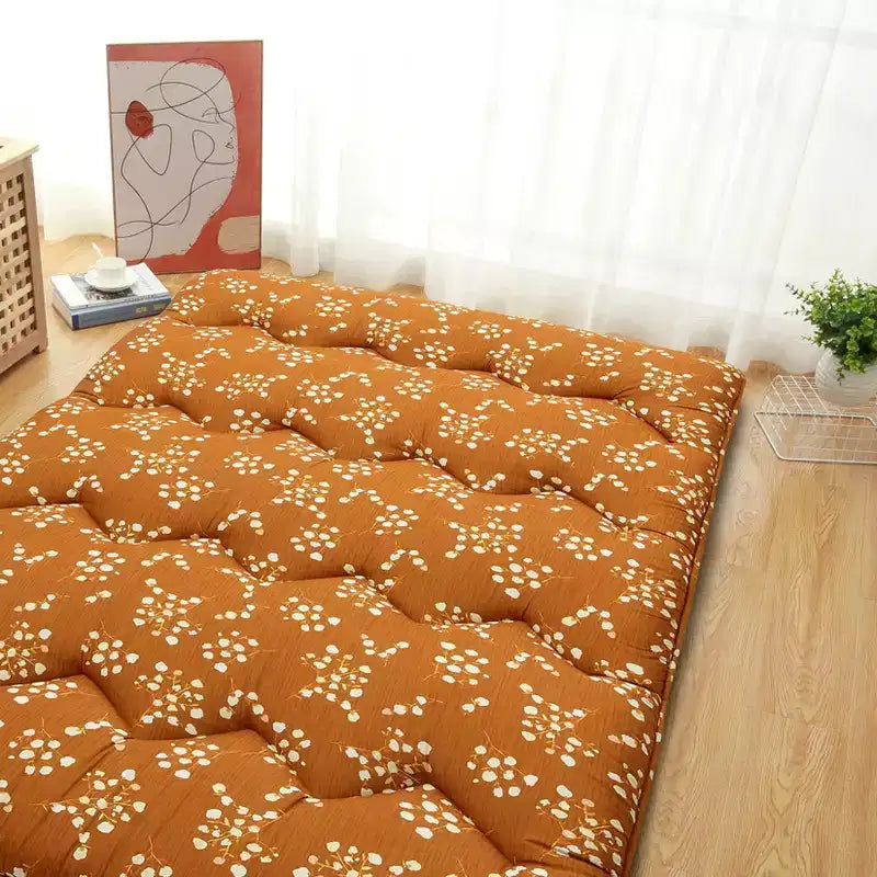 Colchón de suelo futón japonés - Colchoneta gruesa de 3 pulgadas con estampado floral bohemio