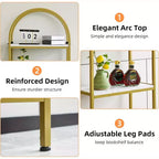 Estantería Moderna Grande de Madera, Estante Librero de 4 Niveles, Estanterías Arco, Estante Alto para CDs/Libros para Dormitorio, Sala de Estar, Oficina en Casa
