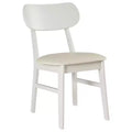 Heynemo Wooden Dining Chairs Set of 2, Modern Dining Chairs with Solid Wood Legs, 350LBS Capacity, Faux Leather Accent Side Seat for Kitchen, White