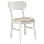 Heynemo Wooden Dining Chairs Set of 2, Modern Dining Chairs with Solid Wood Legs, 350LBS Capacity, Faux Leather Accent Side Seat for Kitchen, White