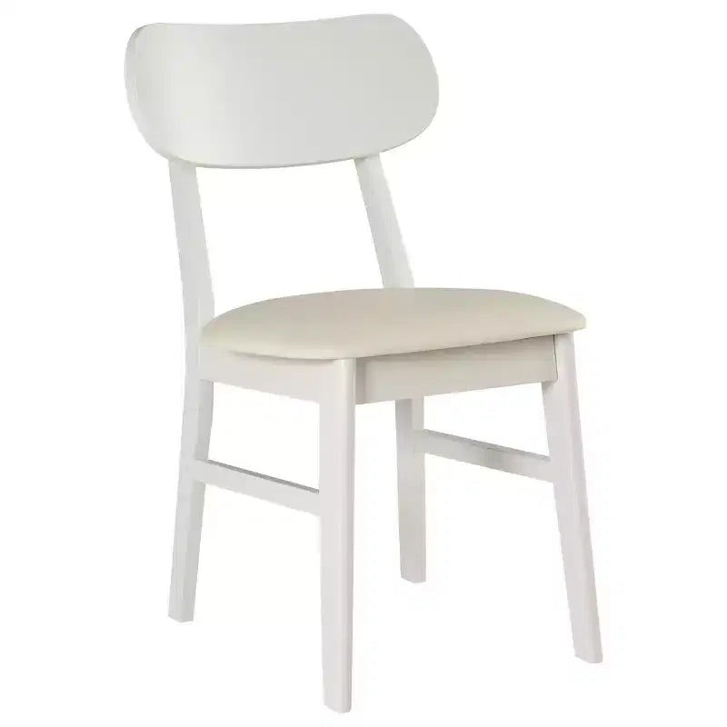 Heynemo Wooden Dining Chairs Set of 2, Modern Dining Chairs with Solid Wood Legs, 350LBS Capacity, Faux Leather Accent Side Seat for Kitchen, White