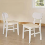 Heynemo Juego de 2 sillas de comedor de madera, sillas de comedor modernas con patas de madera maciza, capacidad de 158 kg, asiento lateral decorativo de piel sintética para cocina, blanco