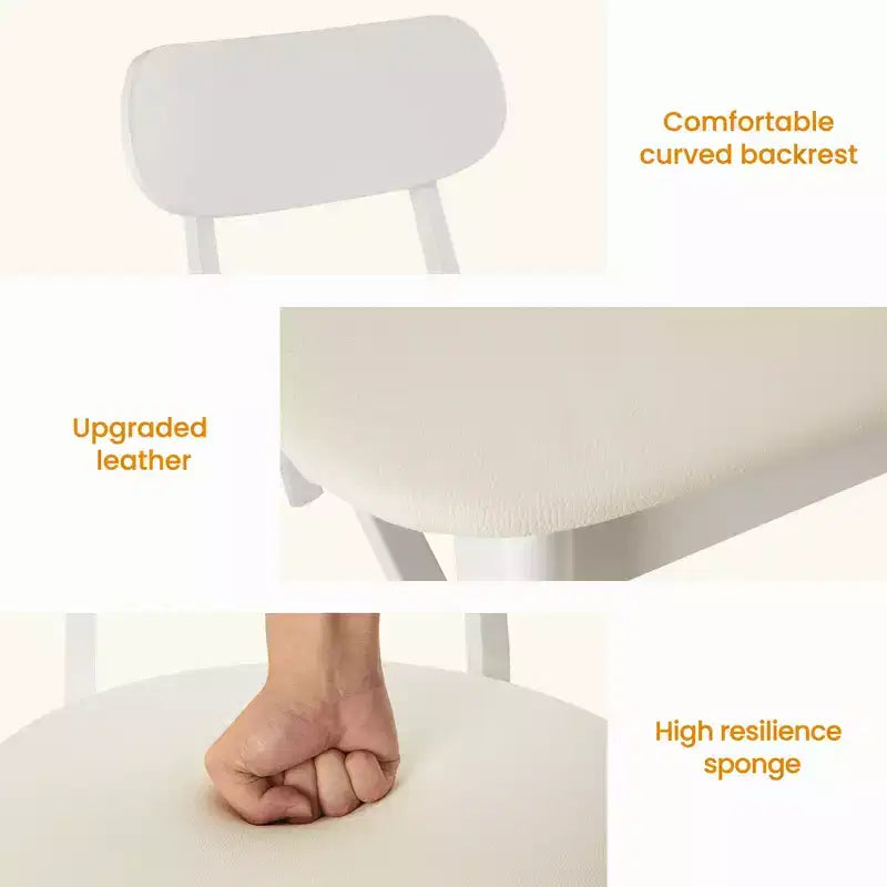 Heynemo Juego de 2 sillas de comedor de madera, sillas de comedor modernas con patas de madera maciza, capacidad de 158 kg, asiento lateral decorativo de piel sintética para cocina, blanco