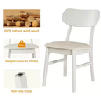 Heynemo Juego de 2 sillas de comedor de madera, sillas de comedor modernas con patas de madera maciza, capacidad de 158 kg, asiento lateral decorativo de piel sintética para cocina, blanco