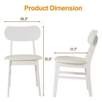 Heynemo Juego de 2 sillas de comedor de madera, sillas de comedor modernas con patas de madera maciza, capacidad de 158 kg, asiento lateral decorativo de piel sintética para cocina, blanco