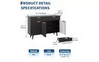 Aparador Gabinete Buffet GustoWave 47 con Almacenamiento, Gabinete Grande para Barra de Café con 3 Puertas Estriadas y 2 Cajones, Estantes Ajustables, Acabado Negro