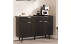 Aparador Gabinete Buffet GustoWave 47 con Almacenamiento, Gabinete Grande para Barra de Café con 3 Puertas Estriadas y 2 Cajones, Estantes Ajustables, Acabado Negro