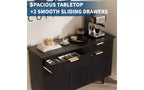 Aparador Gabinete Buffet GustoWave 47 con Almacenamiento, Gabinete Grande para Barra de Café con 3 Puertas Estriadas y 2 Cajones, Estantes Ajustables, Acabado Negro