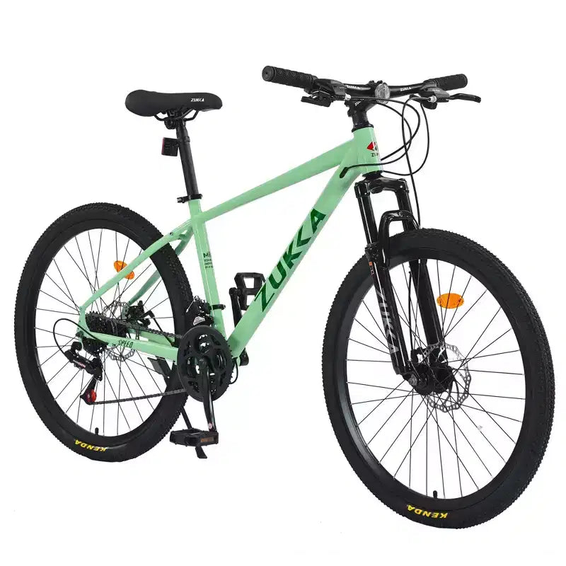 Okak 26IN Adult Bike with 24 Speed and Suspension Fork, Mountain Bike with KENDA Tires and Disk Brake, Fat Tire Bike for Men and Women