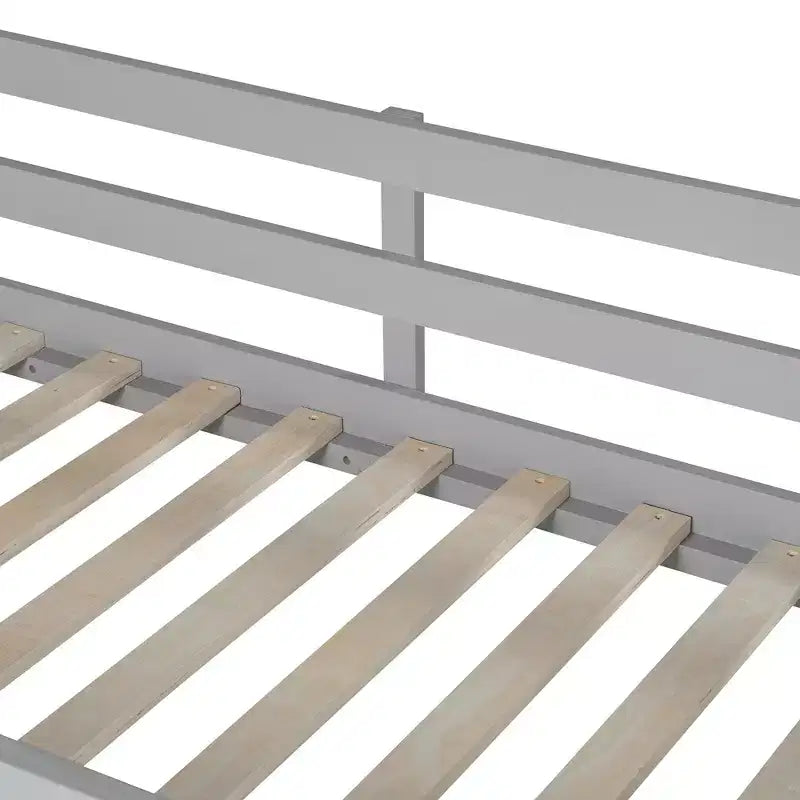Cama alta individual Bellemave con estantes y escritorio, cama alta de madera con escritorio - Gris