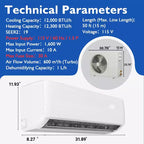 GustoWave Mini Split Air Conditioners with Heat Pump, 19 SEER2, White