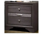 Mesita de noche contemporánea de 1 pieza, acabado gris, detalles plateados, cajón de joyería oculto, perilla redonda de níquel, mesita auxiliar, muebles de dormitorio