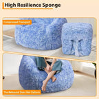 Sillón Puf de Pelo Sintético para Adultos COZONY - Suave y Esponjoso con Reposabrazos, Sofá Perezoso de Espuma de Alta Densidad para Lectura, Sofá de Suelo para Sala de Estar