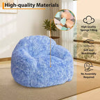 Sillón Puf de Pelo Sintético para Adultos COZONY - Suave y Esponjoso con Reposabrazos, Sofá Perezoso de Espuma de Alta Densidad para Lectura, Sofá de Suelo para Sala de Estar