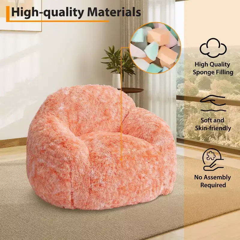 Sillón Puf de Pelo Sintético para Adultos COZONY - Suave y Esponjoso con Reposabrazos, Sofá Perezoso de Espuma de Alta Densidad para Lectura, Sofá de Suelo para Sala de Estar