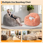 Sillón Puf de Pelo Sintético para Adultos COZONY - Suave y Esponjoso con Reposabrazos, Sofá Perezoso de Espuma de Alta Densidad para Lectura, Sofá de Suelo para Sala de Estar
