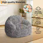 Sillón Puf de Pelo Sintético para Adultos COZONY - Suave y Esponjoso con Reposabrazos, Sofá Perezoso de Espuma de Alta Densidad para Lectura, Sofá de Suelo para Sala de Estar