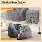 Sillón Puf de Pelo Sintético para Adultos COZONY - Suave y Esponjoso con Reposabrazos, Sofá Perezoso de Espuma de Alta Densidad para Lectura, Sofá de Suelo para Sala de Estar