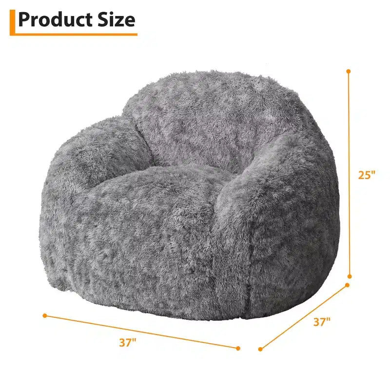 Sillón Puf de Pelo Sintético para Adultos COZONY - Suave y Esponjoso con Reposabrazos, Sofá Perezoso de Espuma de Alta Densidad para Lectura, Sofá de Suelo para Sala de Estar