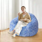 Sillón Puf de Pelo Sintético para Adultos COZONY - Suave y Esponjoso con Reposabrazos, Sofá Perezoso de Espuma de Alta Densidad para Lectura, Sofá de Suelo para Sala de Estar