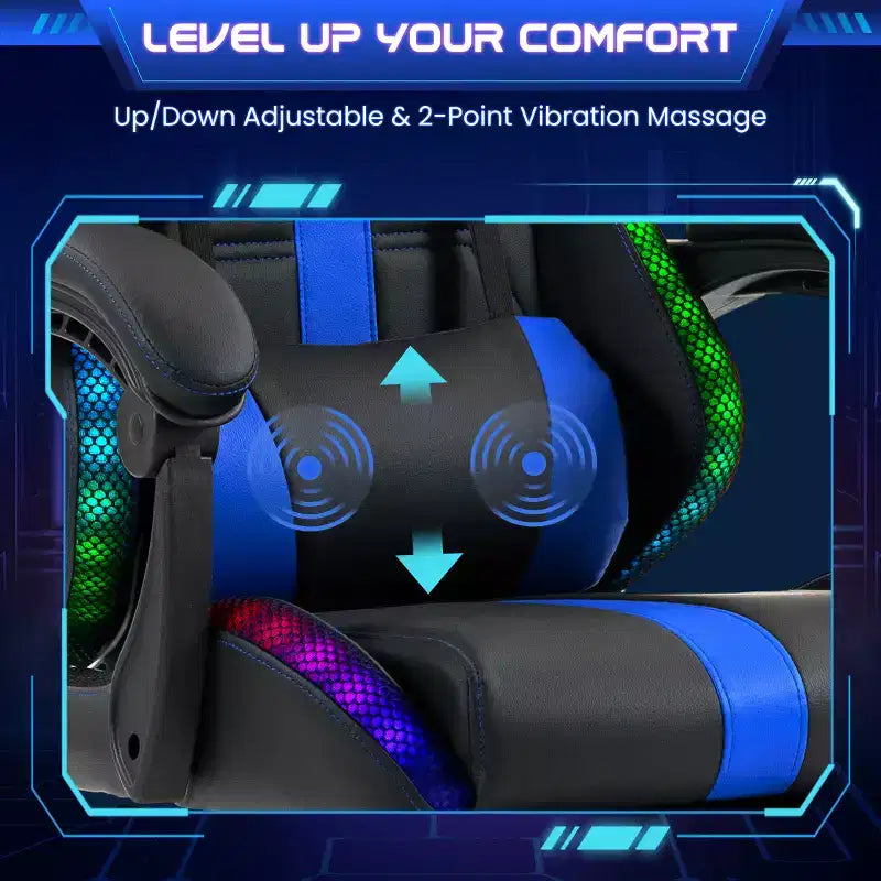 Silla para videojuegos EROMMY con masajeador y reposapiés