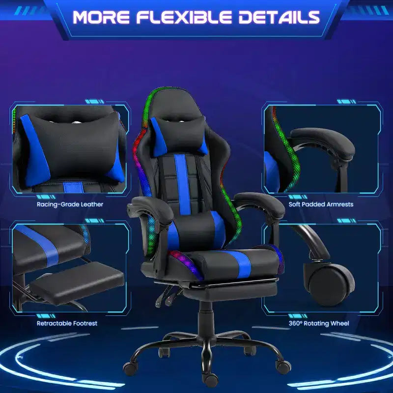 Silla para videojuegos EROMMY con masajeador y reposapiés