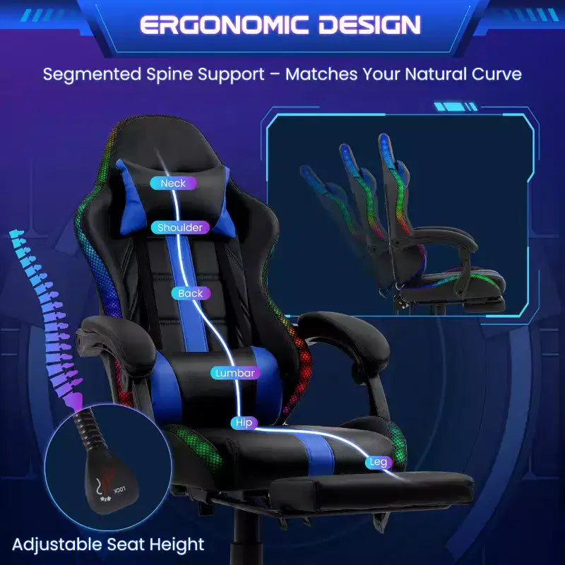 Silla para videojuegos EROMMY con masajeador y reposapiés