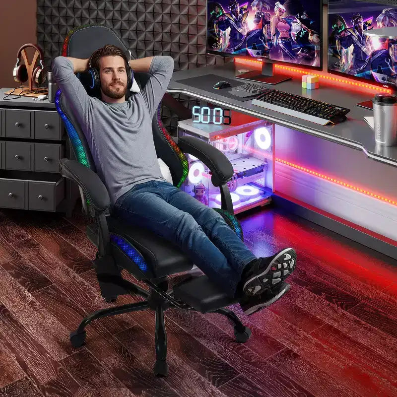 Silla para videojuegos EROMMY con masajeador y reposapiés