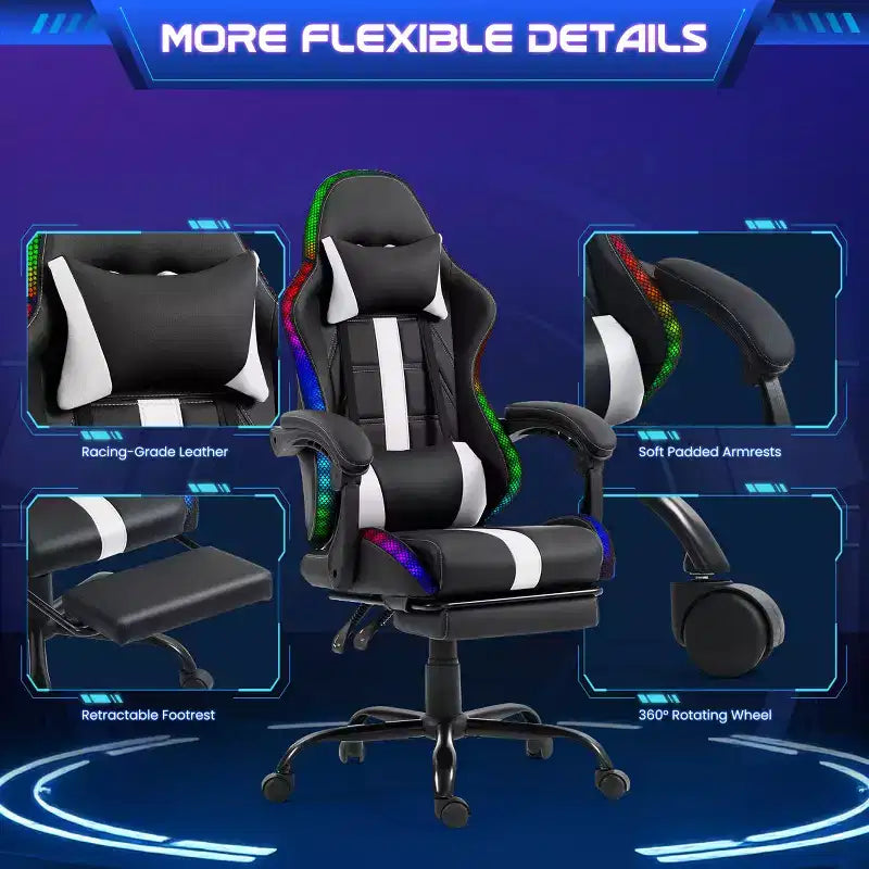 Silla para videojuegos EROMMY con masajeador y reposapiés