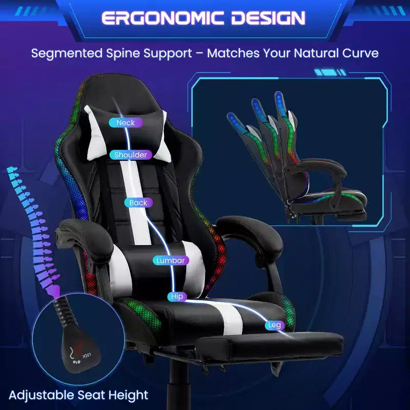 Silla para videojuegos EROMMY con masajeador y reposapiés