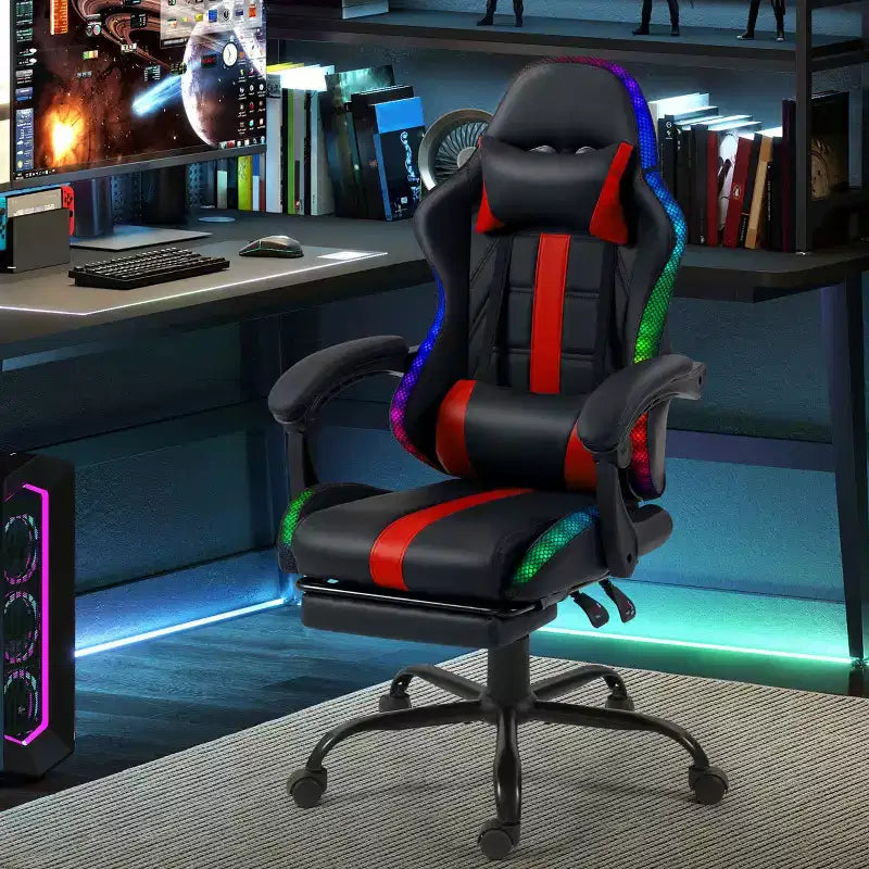 Silla para videojuegos EROMMY con masajeador y reposapiés
