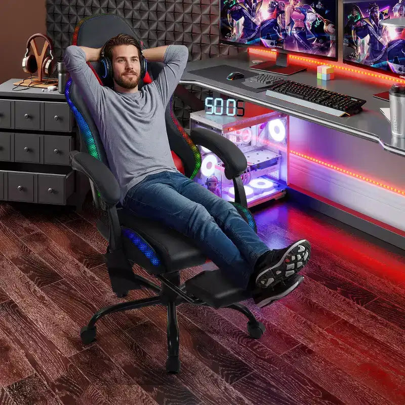 Silla para videojuegos EROMMY con masajeador y reposapiés