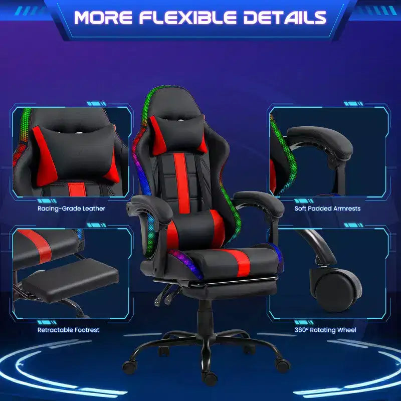 Silla para videojuegos EROMMY con masajeador y reposapiés