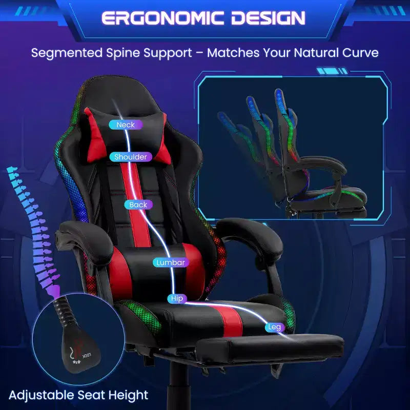 Silla para videojuegos EROMMY con masajeador y reposapiés