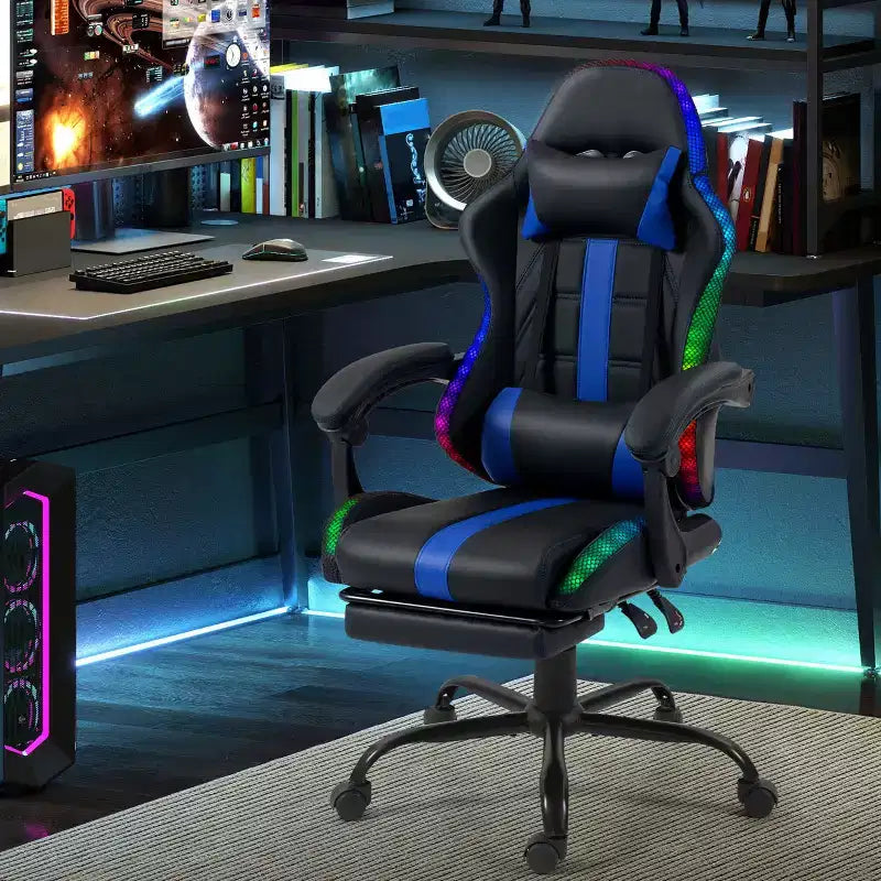Silla para videojuegos EROMMY con masajeador y reposapiés