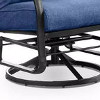 Juego de 2 sillones Royal Hampton con planeador giratorio, cojín azul marino, metal negro