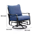 Juego de 2 sillones Royal Hampton con planeador giratorio, cojín azul marino, metal negro