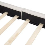 Cama de plataforma de terciopelo tamaño Queen, cama tapizada a ras del suelo con marco sólido para niños y adultos