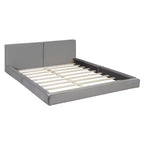 Cama de plataforma de terciopelo tamaño Queen, cama tapizada a ras del suelo con marco sólido para niños y adultos