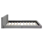 Cama de plataforma de terciopelo tamaño Queen, cama tapizada a ras del suelo con marco sólido para niños y adultos