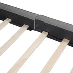 Cama de plataforma de terciopelo tamaño Queen, cama tapizada a ras del suelo con marco sólido para niños y adultos