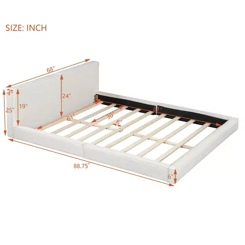 Cama de plataforma de terciopelo tamaño Queen, cama tapizada a ras del suelo con marco sólido para niños y adultos